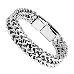 Men's Stainless Steel Braided Double Row Magnet Buckle Bracelet