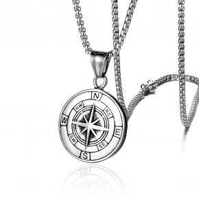 Fashion New Men's Stainless Steel Viking Compass Casting Pendant Necklace