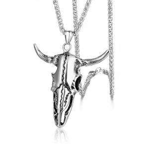 Domineering stainless steel zodiac bull head pendant necklace