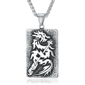 Zodiac Dragon Pendant Stainless Steel Men's Pendant Necklace