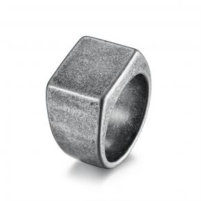 Simple old antique silver stainless steel smooth men's ring