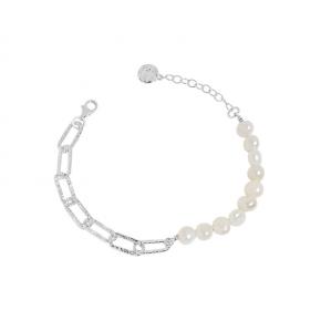 Baroque Freshwater Pearl Chain S925 Sterling Silver Bracelet