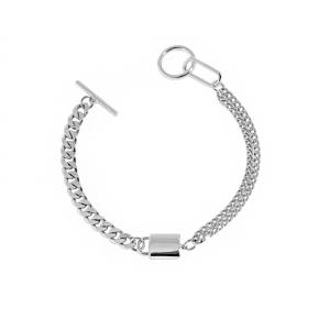 Minimalist OT Buckle Lock Double Chain S925 Sterling Silver Bracelet