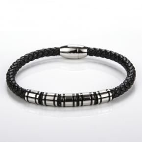 Genuine Leather Stainless Steel Magnetic Buckle Bracelet