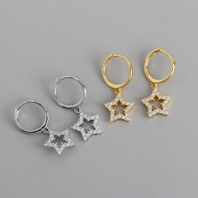 Diamond zircon star earrings s925 sterling silver earrings