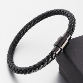 Classic Braided Leather Stainless Steel Bracelet