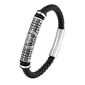 6MM Genuine Leather Braided Stainless Steel Casting Bracelet