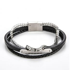 Hot Selling Creative Stainless Steel Chain Men's Multilayer Leather Bracelet