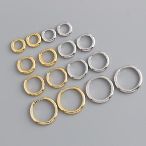 Gold Glossy Hoop S925 Sterling Silver Earrings