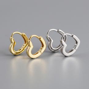 Gold Light Luxury Versatile Fashion Heart-Shaped S925 Sterling Silver Earrings