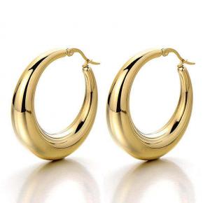 18K Gold Moon Shaped Hollow Stainless Steel Earrings