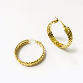 Wheat Shaped High Polished Stainless Steel 18k Gold Earrings