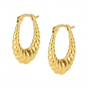 U Shaped High Polished Stainless Steel 18k Gold Earrings