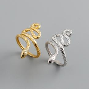 Fashion Gold Snake S925 Sterling Silver Ring