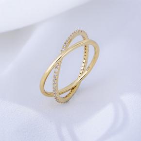 Simple Double Ring Interlocking Full Circle Zircon S925 Sterling Silver Ring