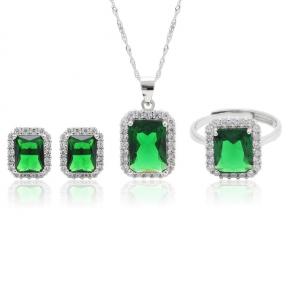 Inlaid Color Treasure Opening S925 Sterling Silver Set