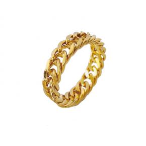 Cuban Chain Stainless Steel Ring 18K Gold