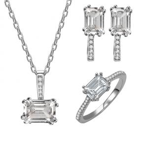 Micro Inlay Crystal S925 Sterling Silver Set