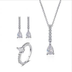 Micro Inlaid Waterdrop Tassel S925 Sterling Silver Set