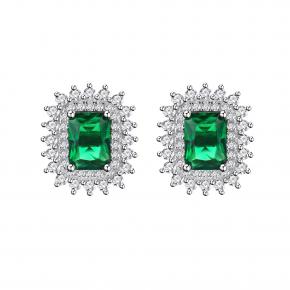 Sun Lace Inlaid Faux Emerald S925 Sterling Silver Set