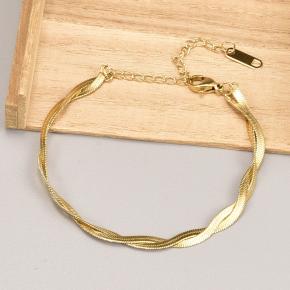 Simple Vintage 18K Gold Double Twist Stainless Steel Bracelet