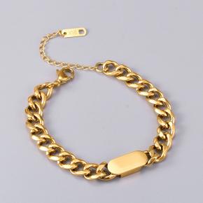 18K Gold Chevron Thick Chain Stainless Steel Bracelet