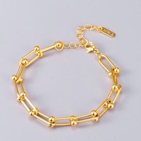 Hip-Hop U-Shaped Thick Chain Bracelet in 18k Gold Plated Stainless Steel